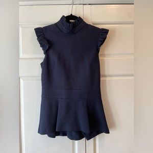 Ted Baker London Navy Ruffle Blouse